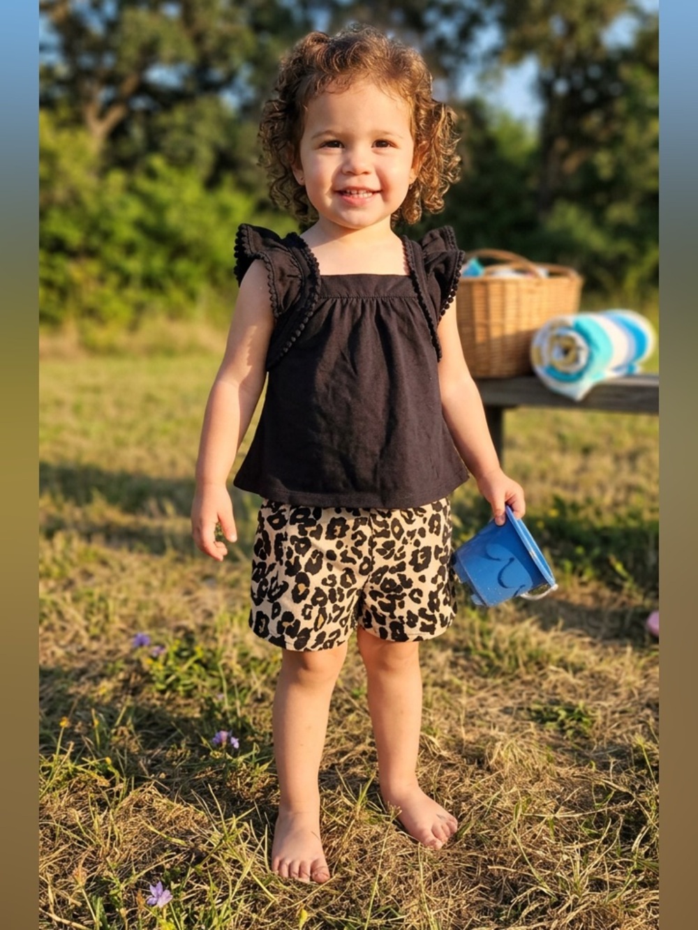 🌸5/$50🌸 Rare Editions Black Ruffle Top and Leopard Print Shorts Set